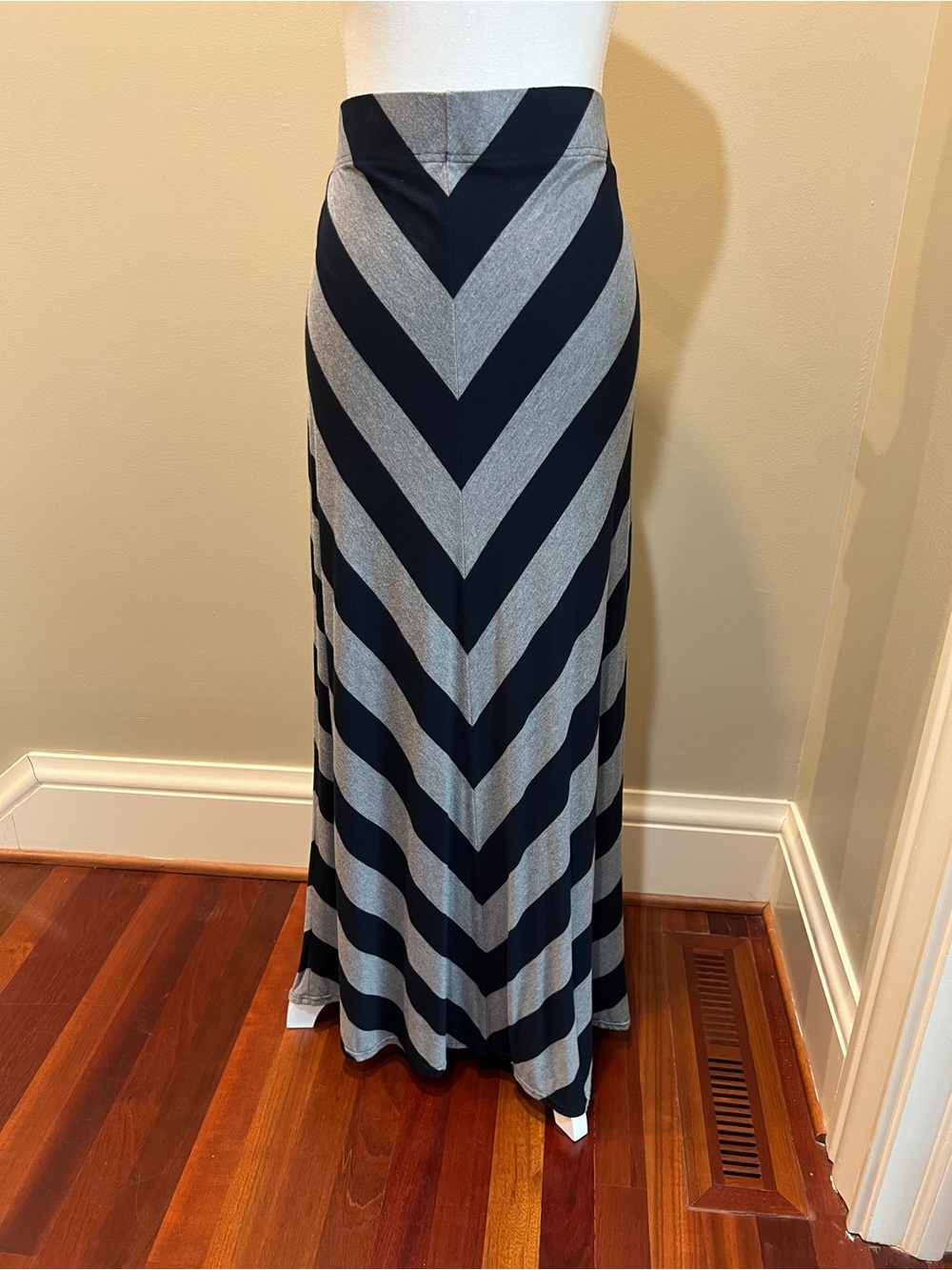 Banana Republic Striped Chevron Maxi Skirt - Navy & Gray